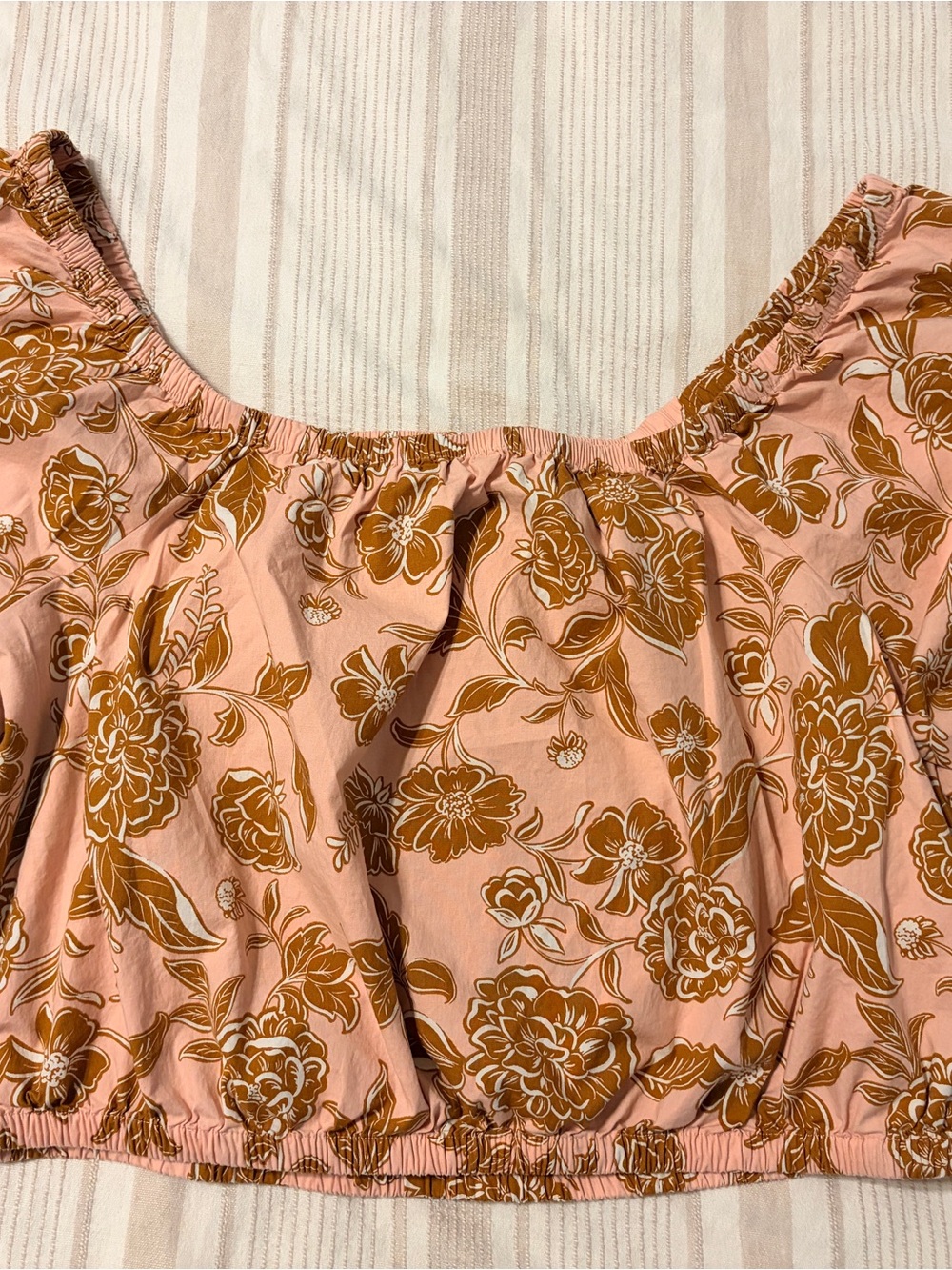 Lane Bryant Floral Peasant Blouse Top Pink Brown Off Shoulder Cotton 18/20